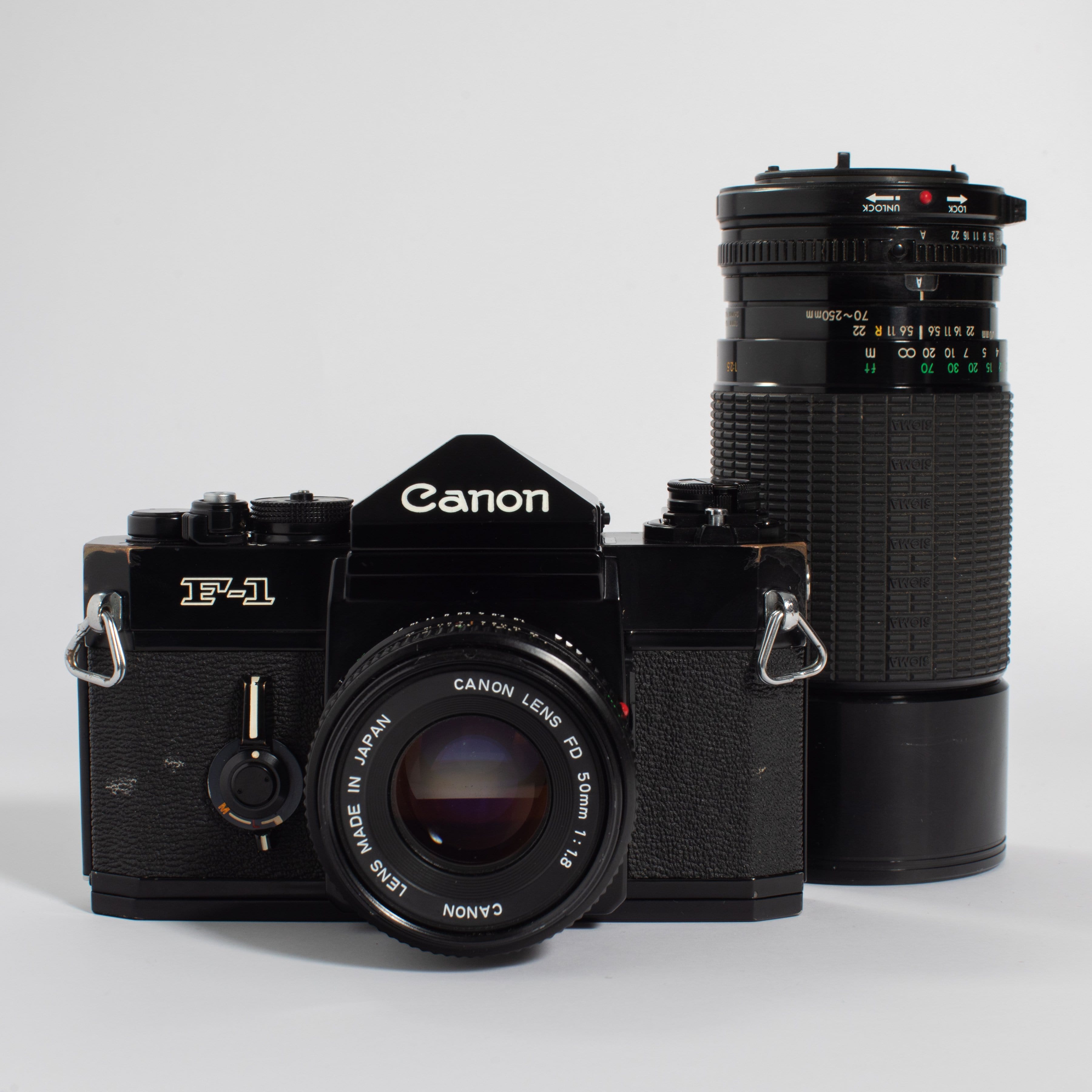 Canon F-1 with 50mm f/1.8 & Sigma Zoom II 70-250mm f/3.5-4.5 KIT