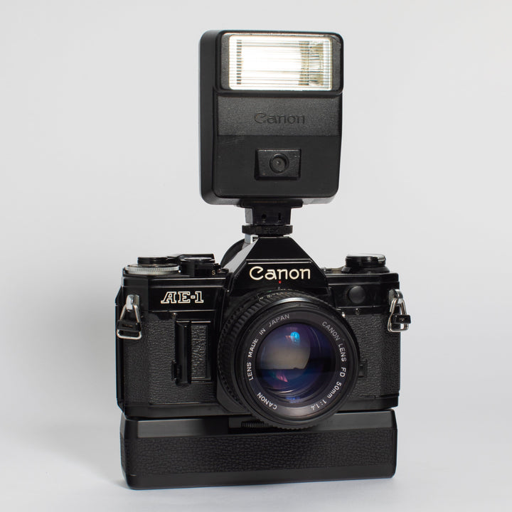 Canon AE-1 50mm FD f/1.4 w/ Power Winder and Flash