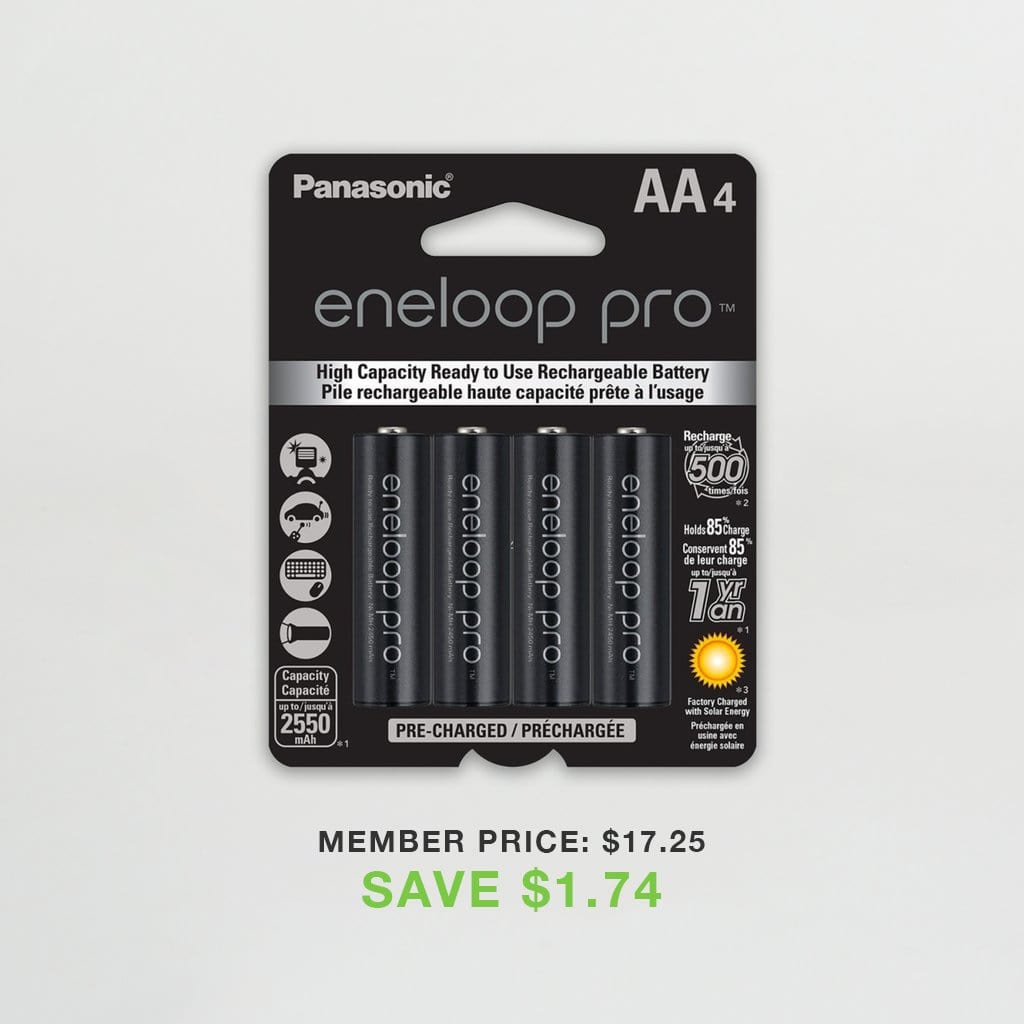 Eneloop Pro AA High Capacity Ni-MH Pre-Charged Rechargeable Batteries (Pack  of 4)