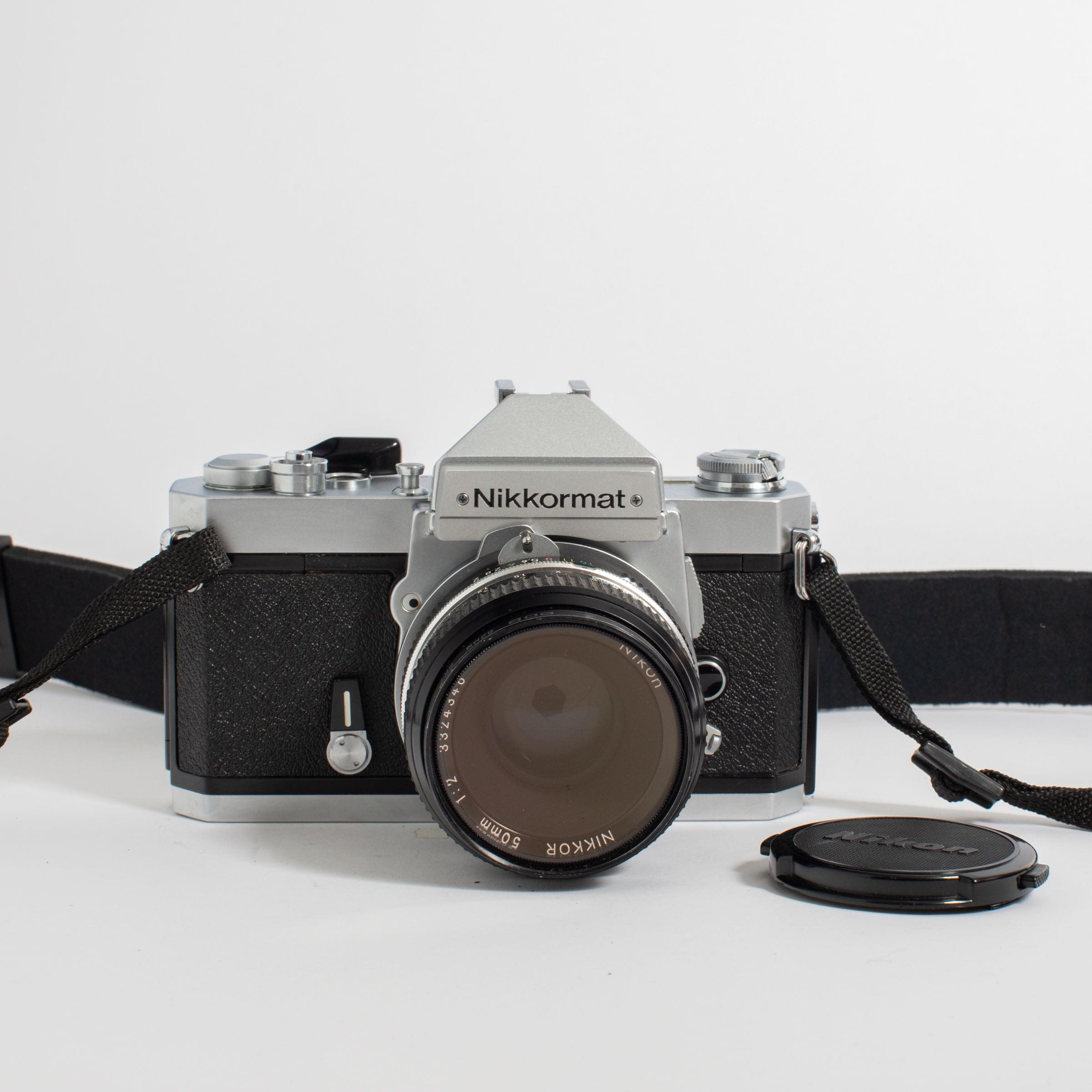 Nikkormat FT2 with Nikkor 50mm f/2 Lens and camera strap – Film