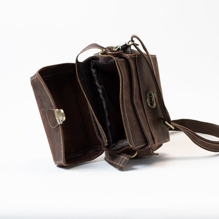 Hølssen Edris Brown Leather Camera Bag - Walnut Brown