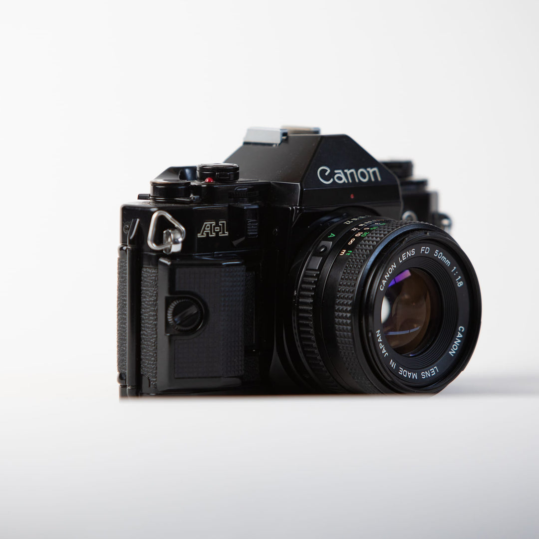 Canon A-1 with 50mm f/1.8 FD Lens, black finish