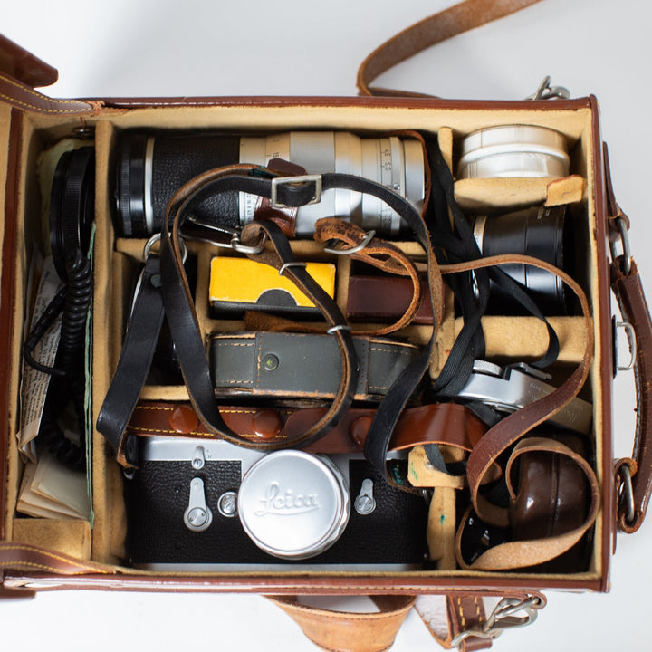 Leica M3 kit with 50mm Summicron, 135mm Hektor, accessories