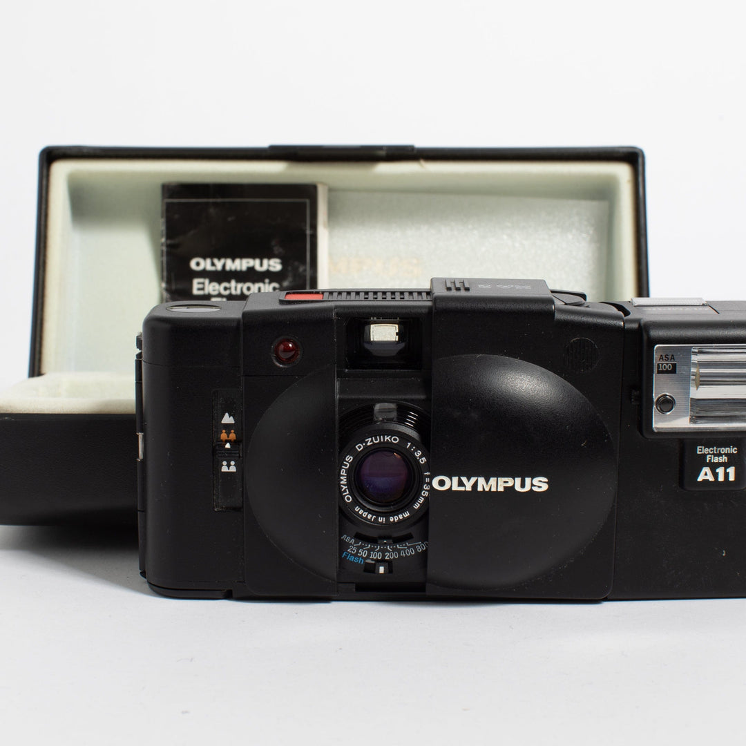 Olympus XA2 with A11 Flash with hard shell case