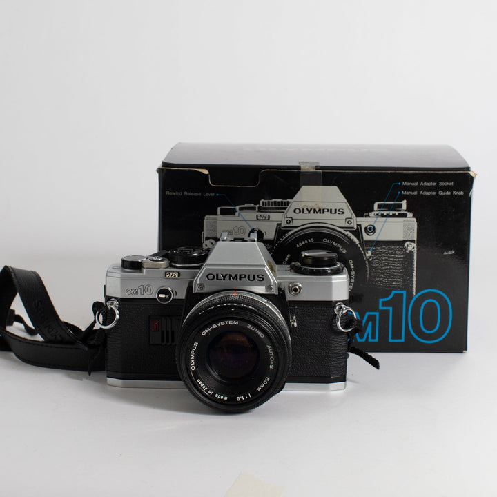 Olympus OM-10 with 50mm f/1.8 lens and original box