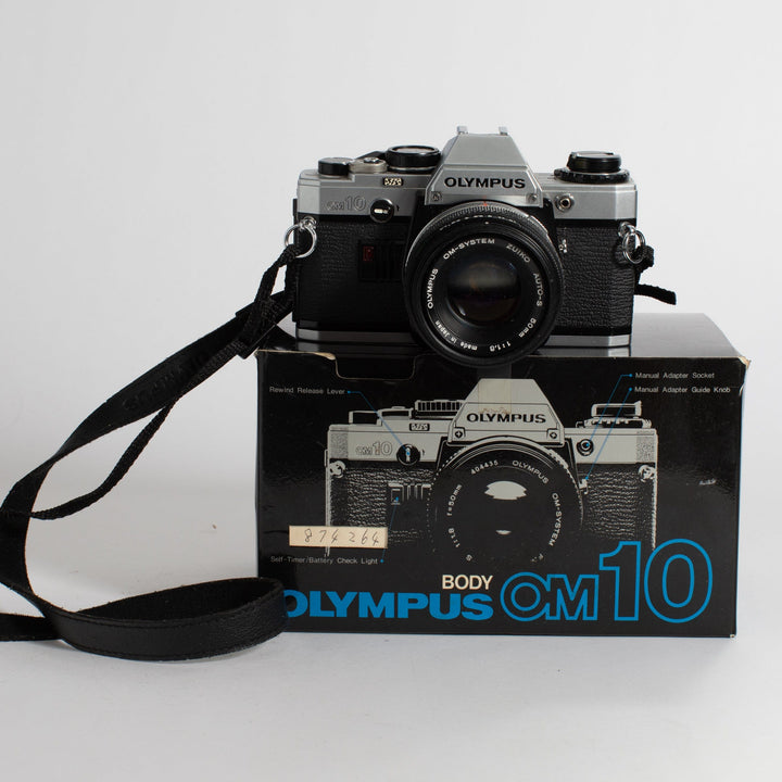 Olympus OM-10 with 50mm f/1.8 lens and original box