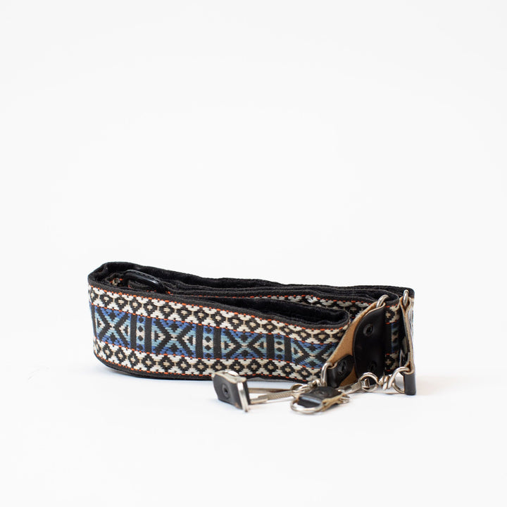 Vintage Blue and White Textile Camera Strap