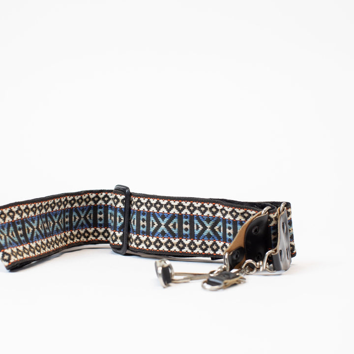 Vintage Blue and White Textile Camera Strap