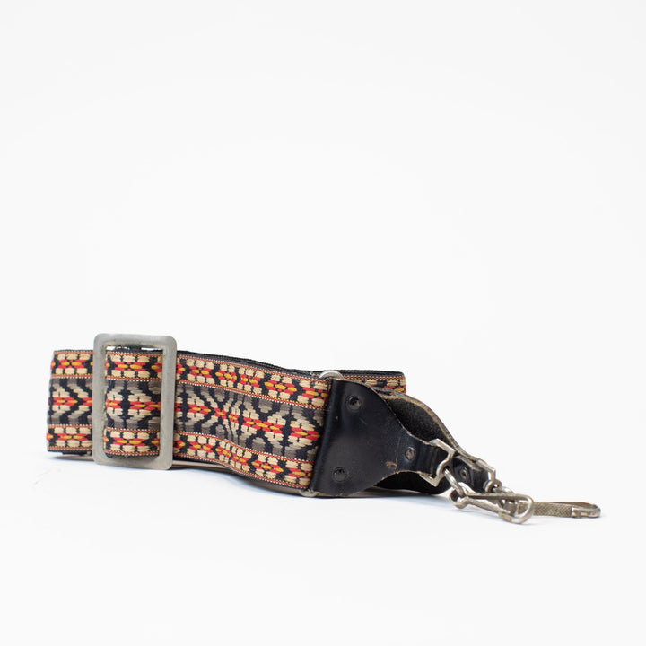Vintage Red, Gray, and White Textile Camera Strap