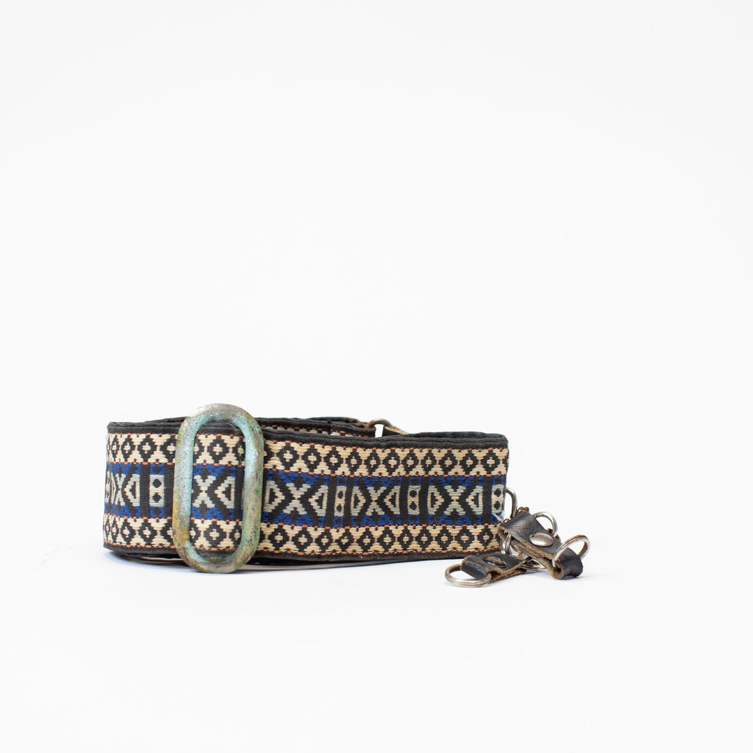 Vintage Blue, Gray, and White Textile Camera Strap