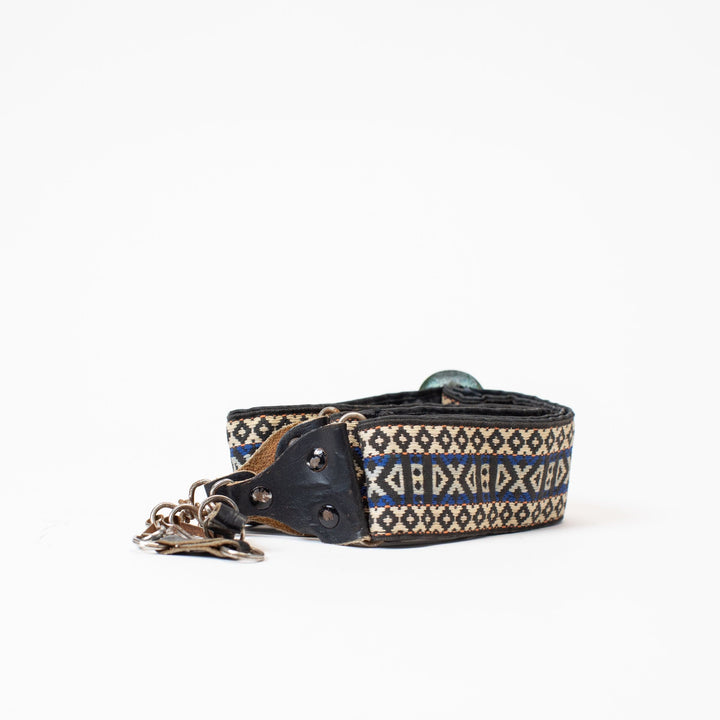Vintage Blue, Gray, and White Textile Camera Strap