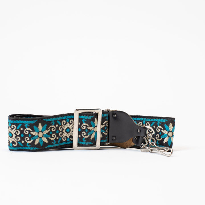 Vintage Blue Snowflake or Flower Camera Strap