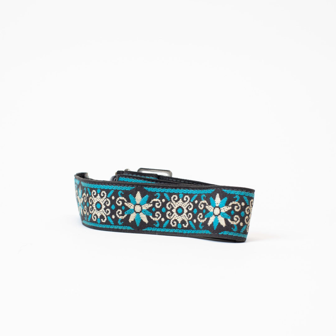 Vintage Blue Snowflake or Flower Camera Strap