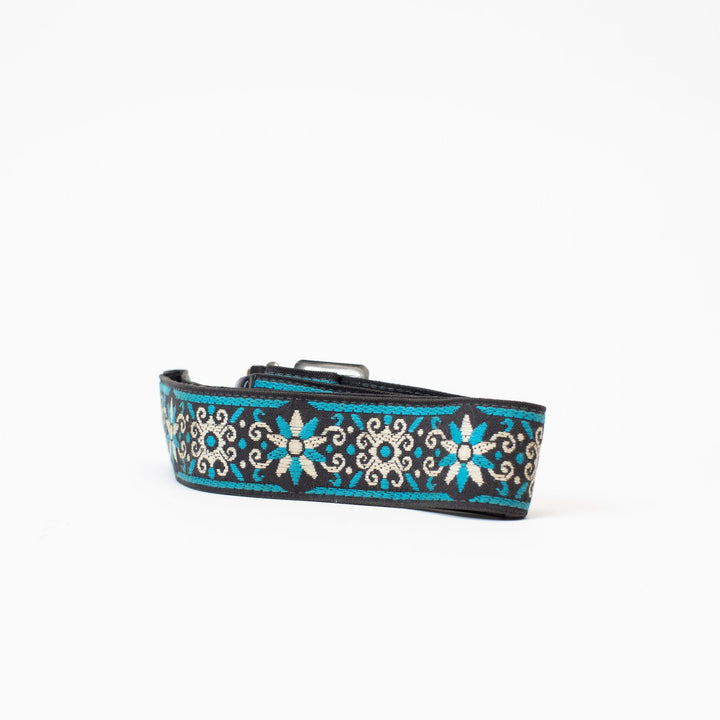 Vintage Blue Snowflake or Flower Camera Strap