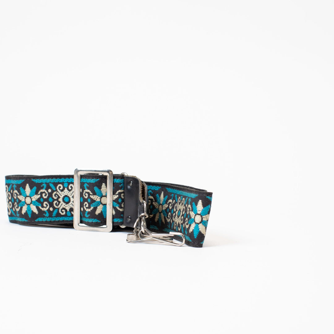Vintage Blue Snowflake or Flower Camera Strap