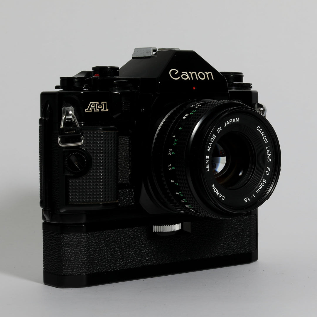 Canon A-1 with 50mm f/1.8 and Power Winder – Film Supply Club