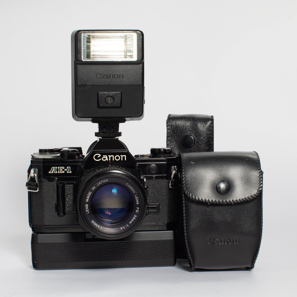 Canon AE-1 50mm FD f/1.4 w/ Power Winder and Flash – Film 