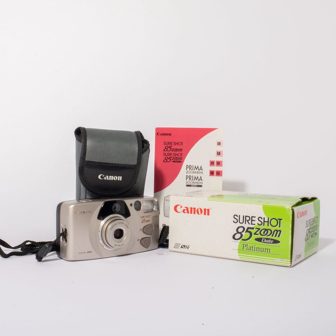 Canon Sure Shot 85 Zoom in Platinum with Original Packaging