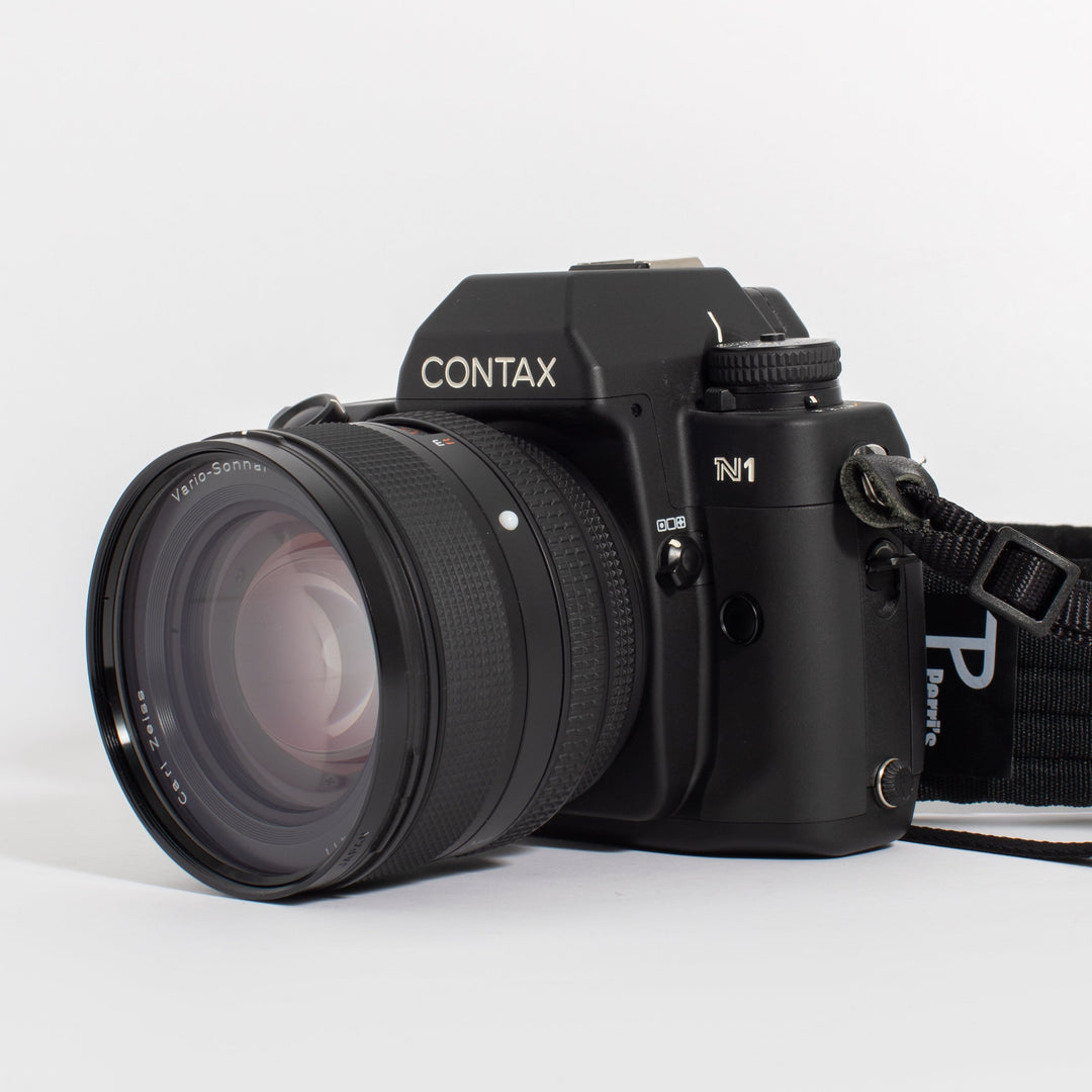 Contax N1 with Zeiss 24-85mm f/3.5-4.5 Lens and Flash