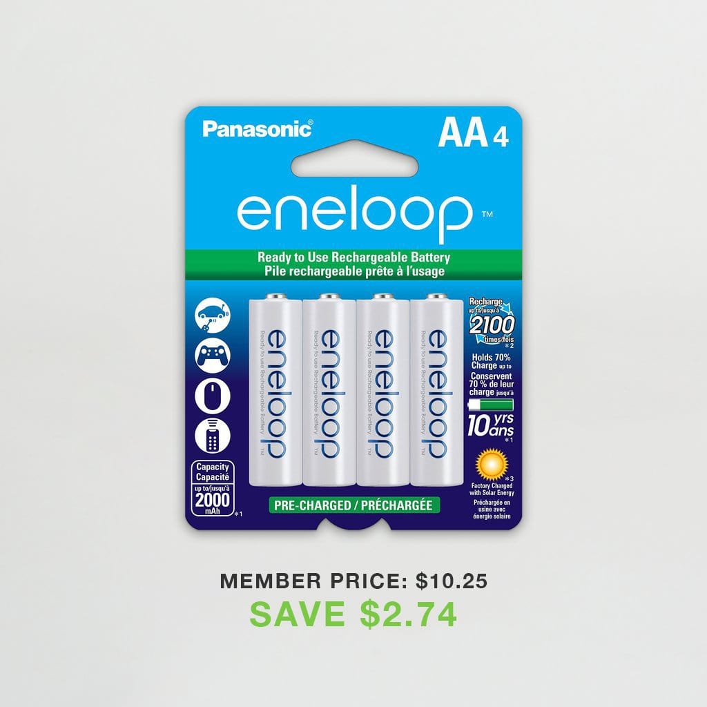 Eneloop AA 2100 Cycle Ni-MH Pre-Charged Rechargeable Batteries (Pack of 4)