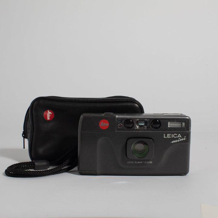 Leica Mini point and shoot with 35mm Elmar f/3.5 with leather pouch