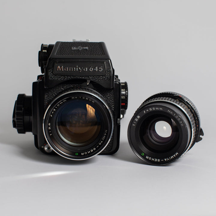 Mamiya M645 J with 55mm f/2.8 and 110mm f/2.8