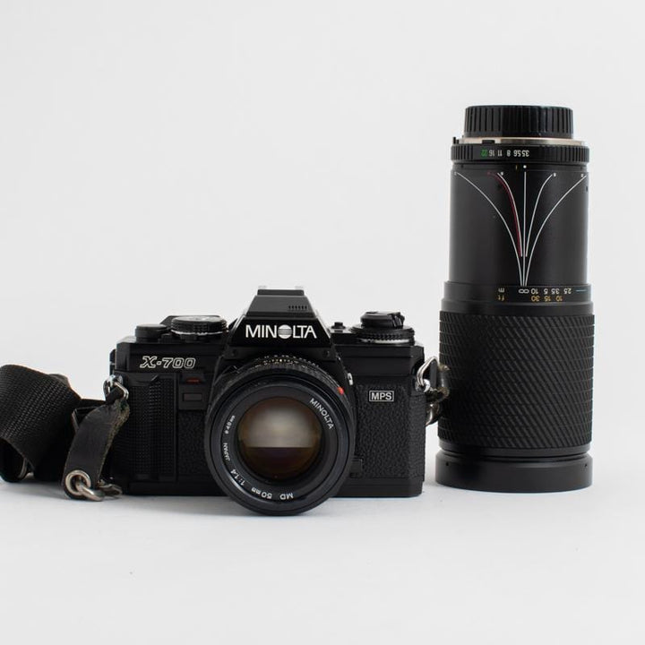 Minolta X-700 MPS with  a 50mm f/1.4 and 28-200mm f/3.5-5.3 Lenses