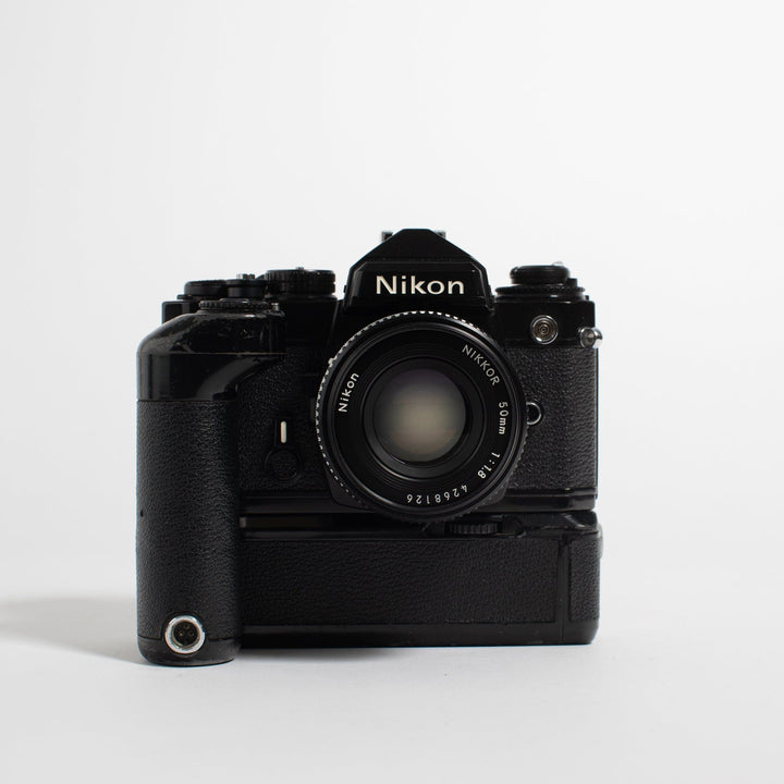 Nikon FE with 50mm f/1.8 lens and motor drive MD-11