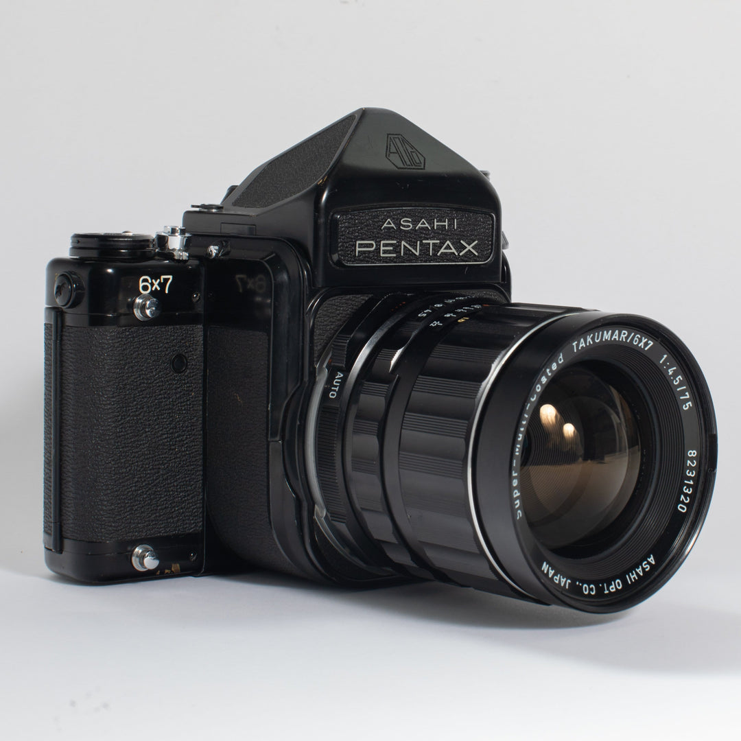Asahi Pentax 6x7 MLU with 75mm f/4.5 Lens and TTL Prism Finder - FRESH CLA
