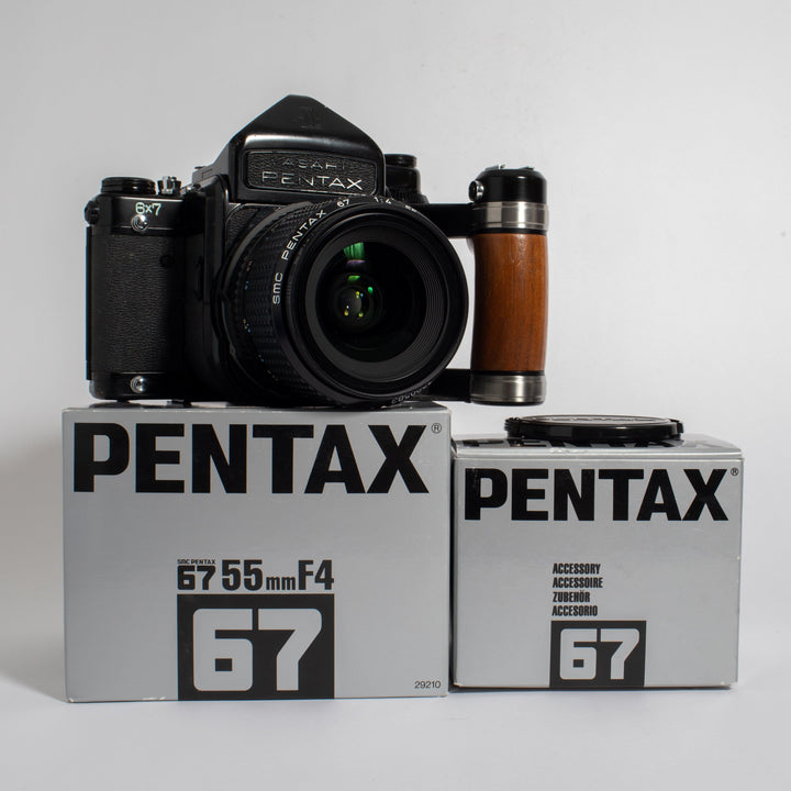 Fresh CLA: Pentax 6x7 MLU with SMC Pentax 67 55mm f/4 Lens, Auto Extension Tube, and TTL Prism Finder