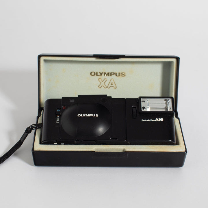 Olympus XA with A16 Flash with hard shell case